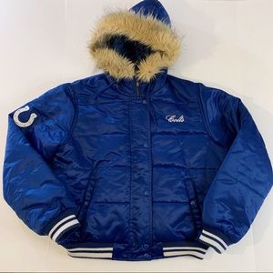 NFL Colts Puffer Jacket with Faux Fur Trim Hood